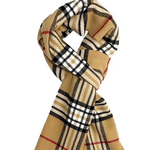 Accessories - Classic Camel Plaid Scarf - Unisex